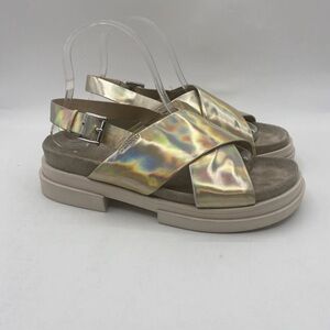 Ash Womens Sue Crossover Metallic Leather Sandals Size‎ 8 (EU 38)
